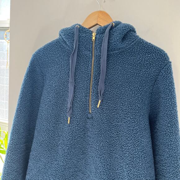 Loft Blue Boucle Oversized Hoodie Sweatshirt Size Large - Picture 5 of 7